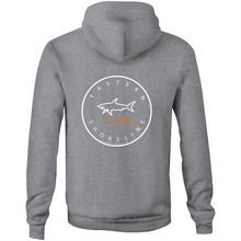 Load image into Gallery viewer, Clovelly Lord of the Ocean - Pocket Hoodie Sweatshirt - Navy / Orange (and other Mate !)