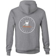Load image into Gallery viewer, Maroubra Lord of the Beach - Pocket Hoodie Sweatshirt - Grey / Orange (and other Mate ! )