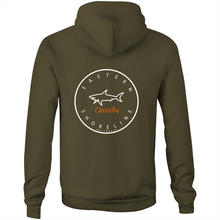 Load image into Gallery viewer, Clovelly Lord of the Ocean - Pocket Hoodie Sweatshirt - Navy / Orange (and other Mate !)