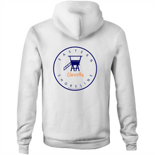 Load image into Gallery viewer, Clovelly Lord of the Beach - Pocket Hoodie Sweatshirt - White / Orange