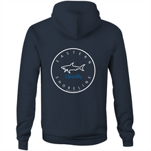 Load image into Gallery viewer, Clovelly Lord of the Ocean - Pocket Hoodie Sweatshirt - Navy / Light Blue (and other Mate !)