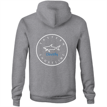 Load image into Gallery viewer, Clovelly Lord of the Ocean - Pocket Hoodie Sweatshirt - Navy / Light Blue (and other Mate !)