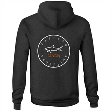 Load image into Gallery viewer, Clovelly Lord of the Ocean - Pocket Hoodie Sweatshirt - Navy / Orange (and other Mate !)