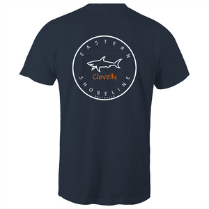Clovelly Lord of the Ocean - Mens T-Shirt - Navy / Orange