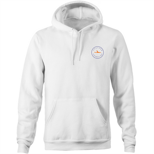 Clovelly Lord of the Beach - Pocket Hoodie Sweatshirt - White / Orange