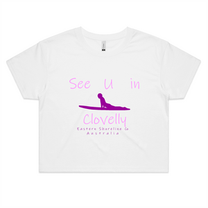 See U in Clovelly - Womens Crop Tee - White