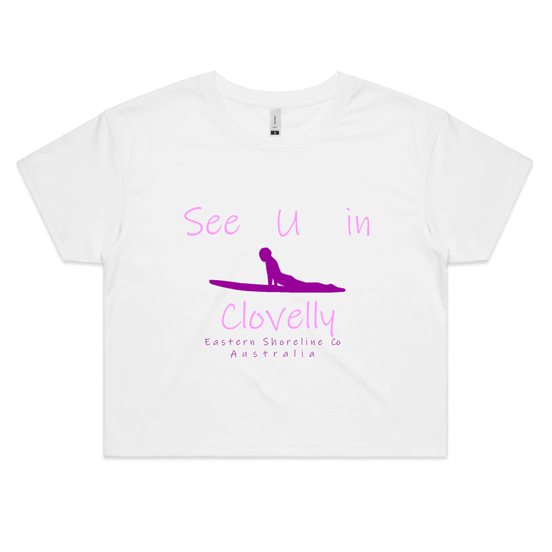See U in Clovelly - Womens Crop Tee - White