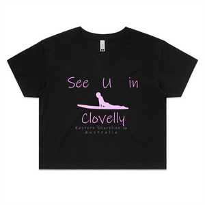 See U in Clovelly - Womens Crop Tee - Black