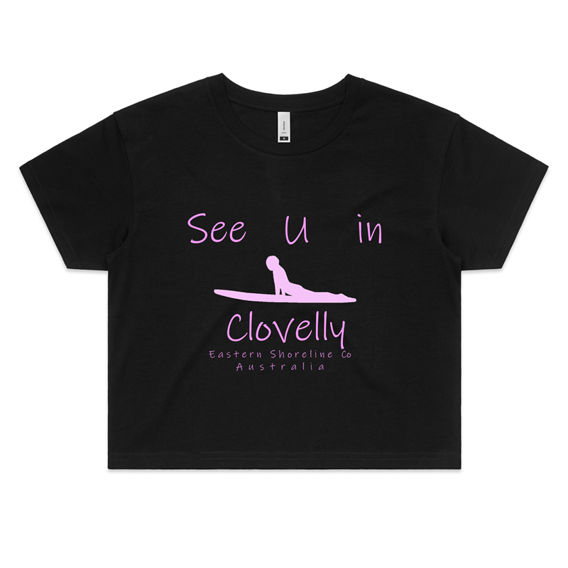 See U in Clovelly - Womens Crop Tee - Black