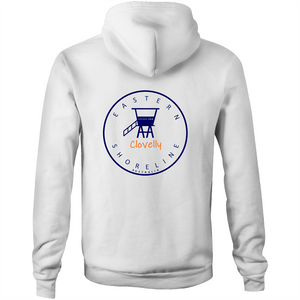 Clovelly Lord of the Beach - Pocket Hoodie Sweatshirt - White / Orange