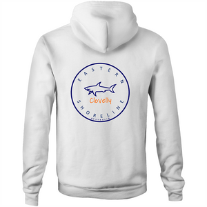 Clovelly Lord of the Ocean - Pocket Hoodie Sweatshirt - White / Orange